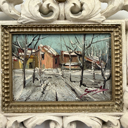 Elegant Winter Landscape Oil Painting "Ornate Frame" Refined Small Artwork Holland Art Shop