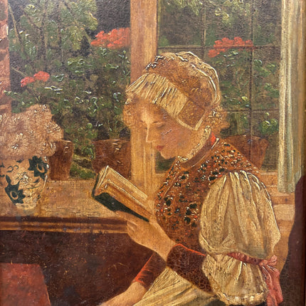 Rustic Portrait Oil Painting "Reading Woman" Authentic Art Holland Art Shop
