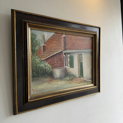 Handcrafted Farm Oil Painting "Tiled Roof" Expressive Art Holland Art Shop