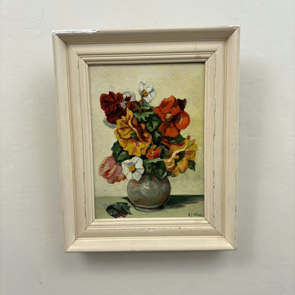 Traditional Flowery Still Life Oil Painting "Flower Vase" Vintage Small Art Holland Art Shop