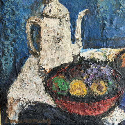 Traditional Still Life Oil Painting "Silver Teapot" Elegant Large Artwork Holland Art Shop