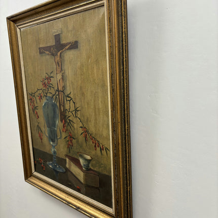 Authentic Interior Oil Painting "Crucifix Cross" Original Art Holland Art Shop
