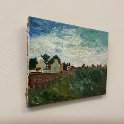 Handcrafted Landscape Oil Painting "Coastal Village" Rustic Small Art Holland Art Shop