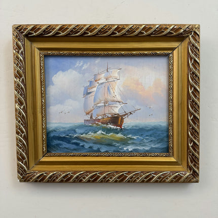 Traditional Seascape Oil Painting "Sailing Ship" Refined Small Art Holland Art Shop
