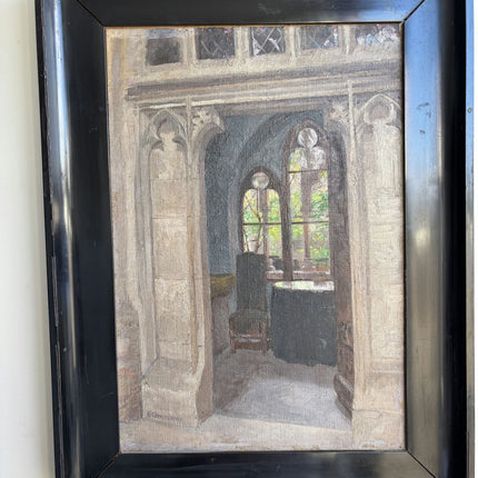 Handcrafted Church Interior Oil Painting "Arched Window" Expressive Artwork Holland Art Shop