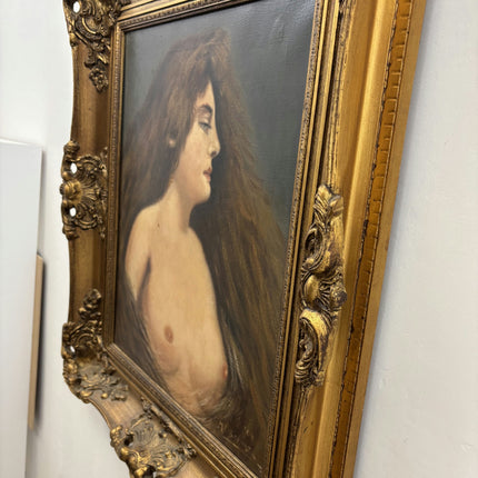 Antique Portrait Oil Painting "Young Woman" Traditional Artwork Holland Art Shop