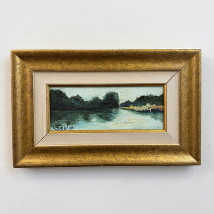 Vintage Landscape Oil Painting "Gold Frame" Detailed Small Art Holland Art Shop