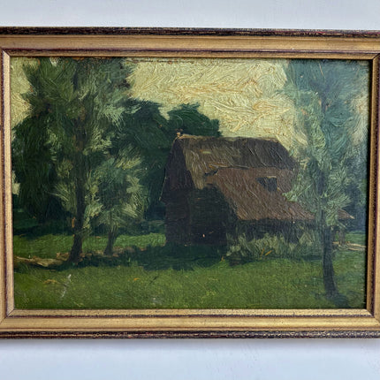 Original Landscape Oil Painting "Thatched Cottage" Expressive Small Art Holland Art Shop