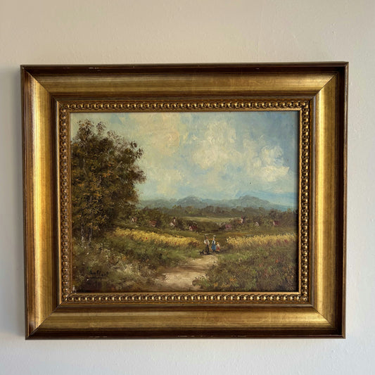 Expressive Oil Painting Landscape "Country Walkers" Original Medium Artwork