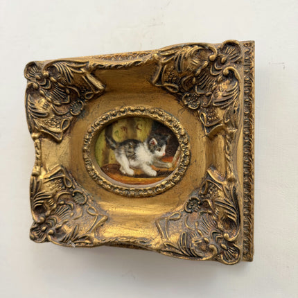 Refined Animals Oil Painting "Playful Kitten" Traditional Small Art Holland Art Shop