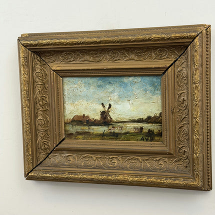 19th Century Antique Landscape Oil Painting "Ornate Frame" Art Holland Art Shop