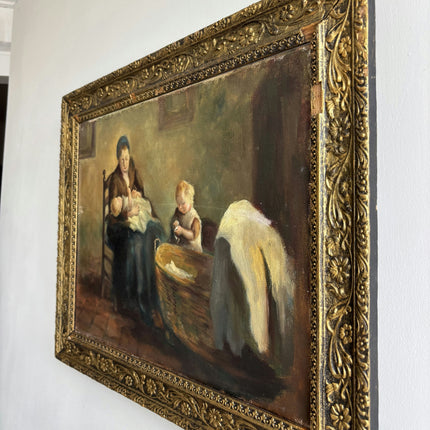Elegant Figurative Oil Painting "Nursing Mother" Original Dutch Art Holland Art Shop