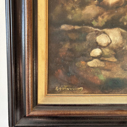 Remarkable Oil Painting Landscape "Girl With Pig" Striking Large Art Holland Art Shop