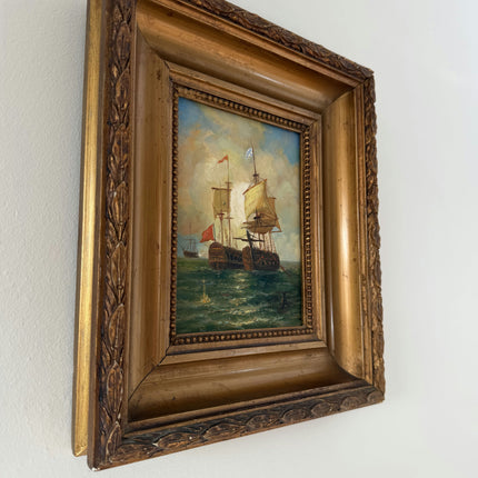 Fine Oil Painting Seascape "Sailing Ships" Striking Small Art Holland Art Shop