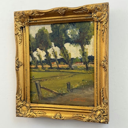 Rustic Landscape Oil Painting "Cracked Bark" Vintage Small Artwork Holland Art Shop