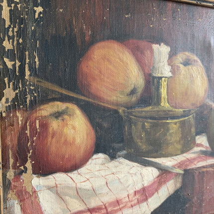 1940 Still Life Oil Painting "Three Apples" Art Holland Art Shop