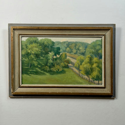 1919 Antique Landscape Oil Painting "Wooden Frame" Large Art Holland Art Shop