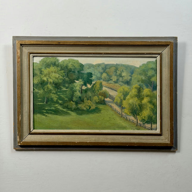 1919 Antique Landscape Oil Painting "Wooden Frame" Large Art Holland Art Shop