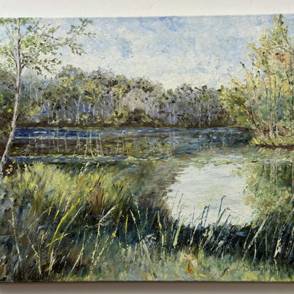 Elegant Landscape Oil Painting "Reed Marsh" Authentic Art Holland Art Shop