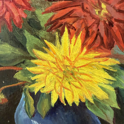 Original Floral Still Life Oil Painting "Blue Vase" Expressive Small Art Holland Art Shop