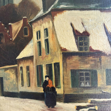 1941 Winter Landscape Oil Painting "Snowy Village" Art Holland Art Shop
