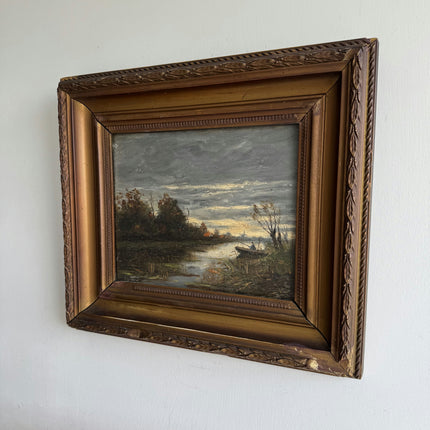 Classic Landscape Oil Painting "Gilded Frame" Handcrafted Small Art Holland Art Shop