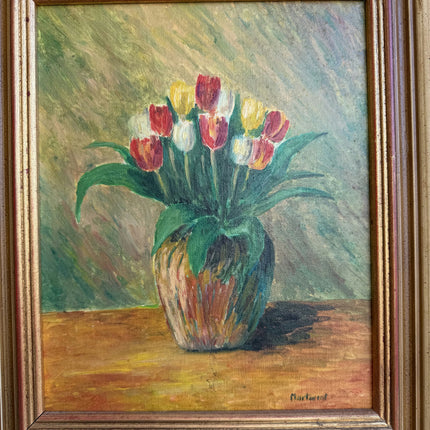 Original Floral Still Life Oil Painting "Tulip Vase" Refined Artwork Holland Art Shop