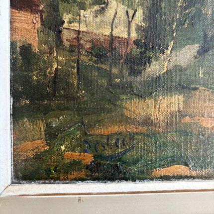 Antique Landscape Oil Painting "Village Church" Authentic Large Artwork Holland Art Shop