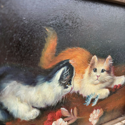 Expressive Animals Oil Painting "Two Kittens" Rustic Small Art Holland Art Shop
