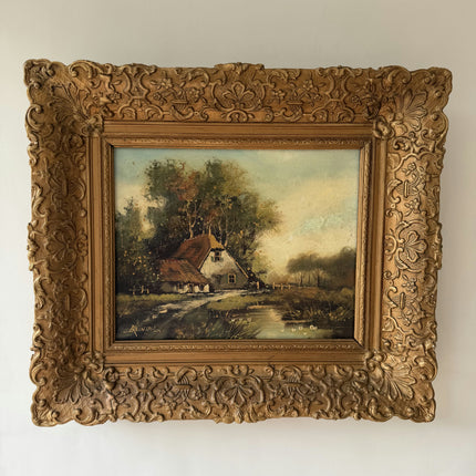 Handcrafted Landscape Oil Painting "Gilded Frame" Vintage Art Holland Art Shop