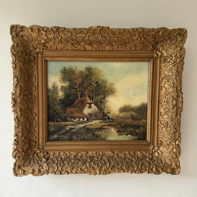 Handcrafted Landscape Oil Painting "Gilded Frame" Vintage Art Holland Art Shop