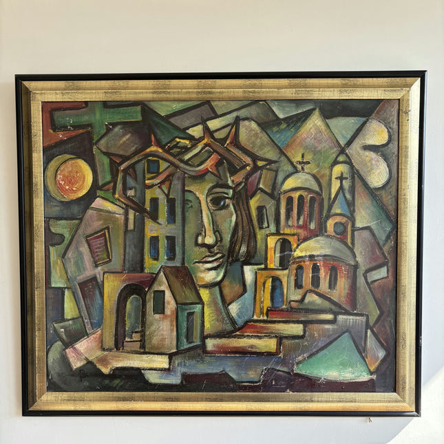 Detailed Portrait Oil Painting "Woman Face" Rustic Large Artwork Holland Art Shop
