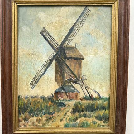 Traditional Landscape Oil Painting "Old Windmill" Original Small Art Holland Art Shop