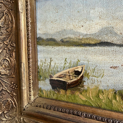 19th Century Antique Landscape Oil Painting "Gilded Frame" Small Art Holland Art Shop