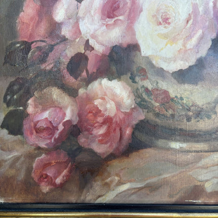 Elegant Floral Still Life Oil Painting "Pink Roses" Expressive Art Holland Art Shop