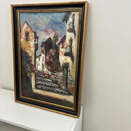 Elegant Cityscape Oil Painting "Stone Staircase" Handcrafted Artwork Holland Art Shop