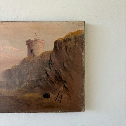 19th Century Antique Landscape Oil Painting "Canvas Backpanel" Small Art Holland Art Shop