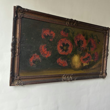 Rustic Floral Still Life Oil Painting "Worn Cardboard" Timeless Large Artwork Holland Art Shop