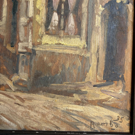 1935 Cityscape Oil Painting "Arched Entrance" Art Holland Art Shop