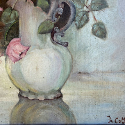 Traditional Floral Still Life Oil Painting "Pink Roses" Elegant Artwork Holland Art Shop