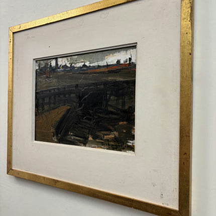 Vintage Harbor Scene Oil Painting "Gold Frame" Refined Art Holland Art Shop