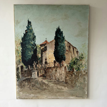 Vintage Cityscape Oil Painting "Tuscan House" Elegant Artwork Holland Art Shop