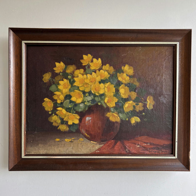 Handcrafted Floral Still Life Oil Painting "Yellow Bouquet" Traditional Artwork Holland Art Shop