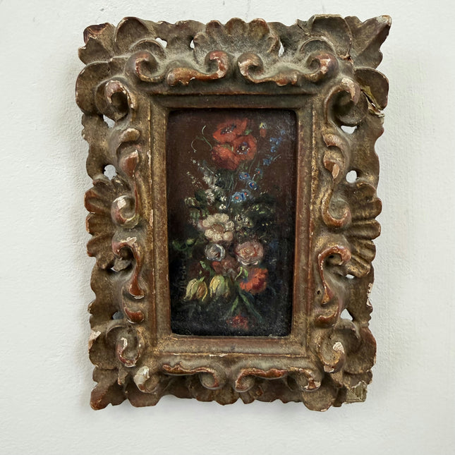 Traditional Floral Still Life Oil Painting "Ornate Frame" Elegant Small Art Holland Art Shop