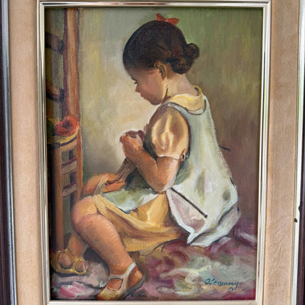 Expressive Portrait Oil Painting "Seated Girl" Elegant Art Holland Art Shop