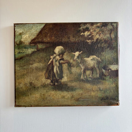 Rustic Figurative Oil Painting "Woman Figure" Traditional Small Artwork Holland Art Shop