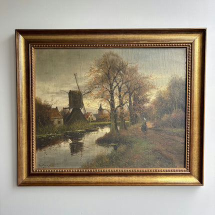Refined Landscape Oil Painting "Windmill Tower" Detailed Artwork Holland Art Shop
