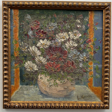 Vintage Floral Still Life Oil Painting "Flower Pot" Expressive Small Art Holland Art Shop