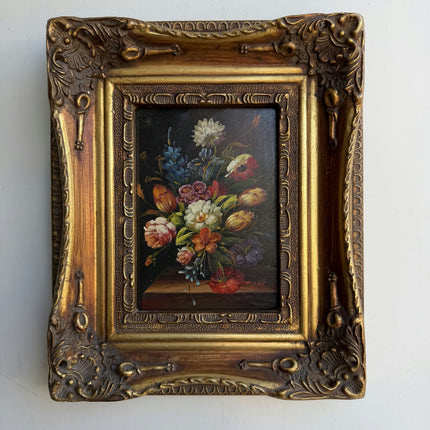 Expressive Floral Still Life Oil Painting "Floral Bouquet" Elegant Small Art Holland Art Shop
