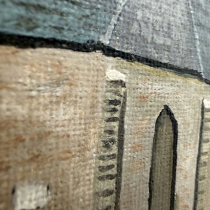 Vintage Cityscape Oil Painting "Village Church" Elegant Small Artwork Holland Art Shop